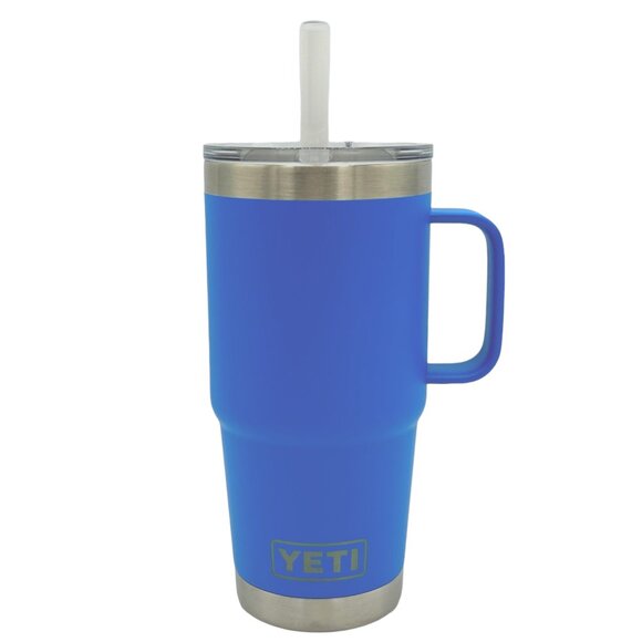 LASER ENGRAVED PERSONALIZATION YETI 25oz. STRAW LID TUMBLER IN BIG WAVE BLUE - Picture 1 of 2